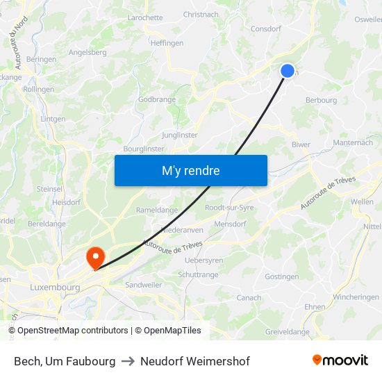 Bech, Um Faubourg to Neudorf Weimershof map