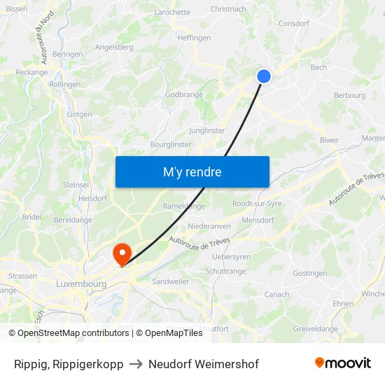 Rippig, Rippigerkopp to Neudorf Weimershof map