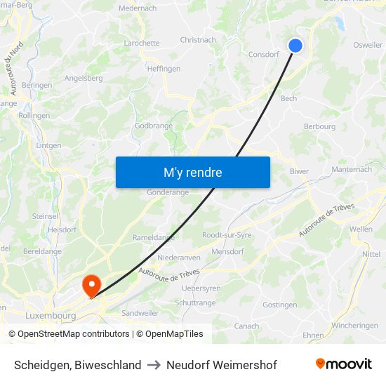 Scheidgen, Biweschland to Neudorf Weimershof map