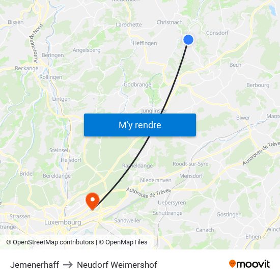 Jemenerhaff to Neudorf Weimershof map