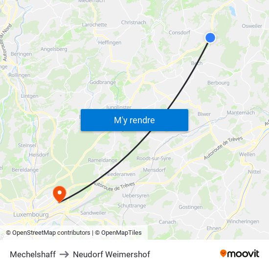 Mechelshaff to Neudorf Weimershof map