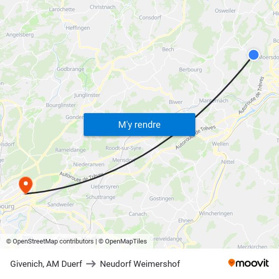 Givenich, AM Duerf to Neudorf Weimershof map