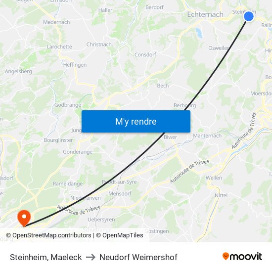 Steinheim, Maeleck to Neudorf Weimershof map