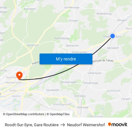 Roodt-Sur-Syre, Gare Routière to Neudorf Weimershof map