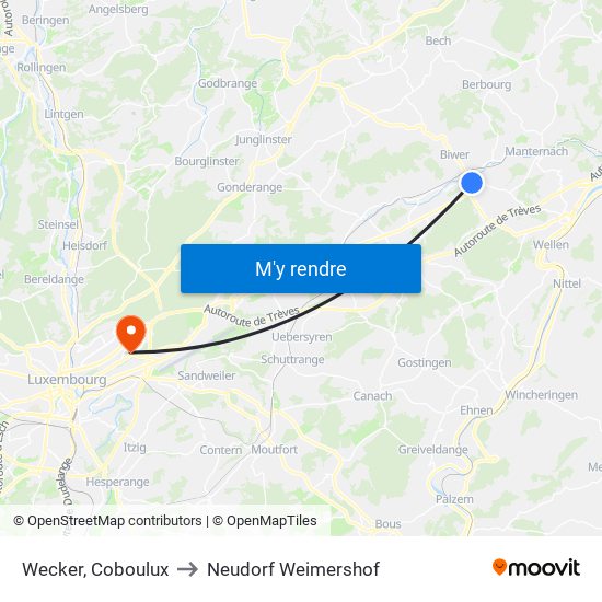 Wecker, Coboulux to Neudorf Weimershof map