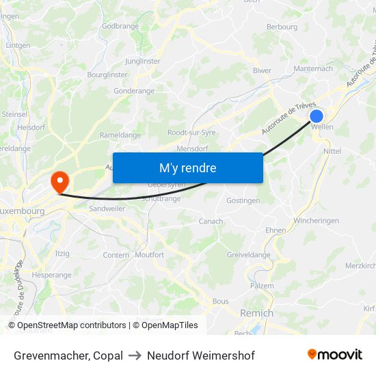 Grevenmacher, Copal to Neudorf Weimershof map