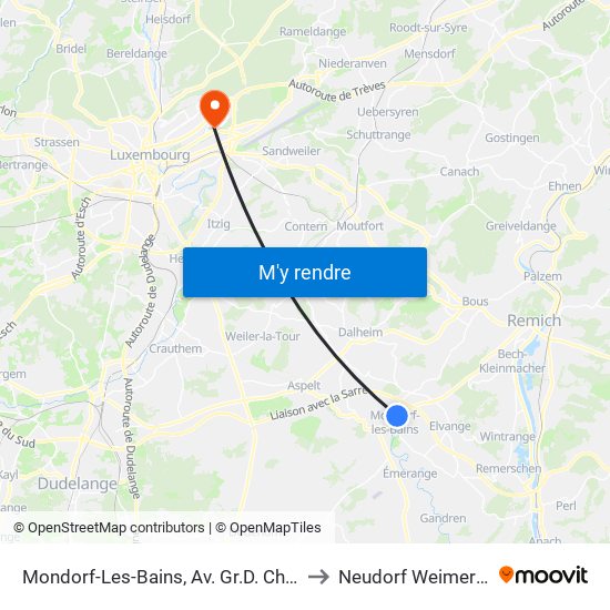 Mondorf-Les-Bains, Av. Gr.D. Charlotte to Neudorf Weimershof map