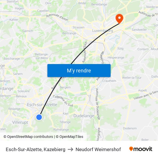 Esch-Sur-Alzette, Kazebierg to Neudorf Weimershof map