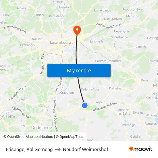 Frisange, Aal Gemeng to Neudorf Weimershof map