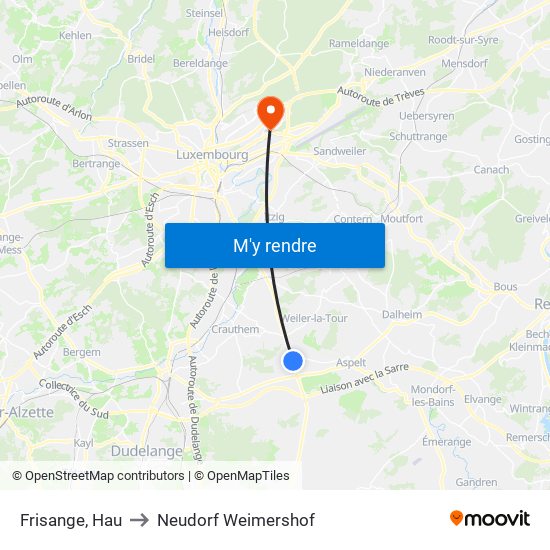 Frisange, Hau to Neudorf Weimershof map