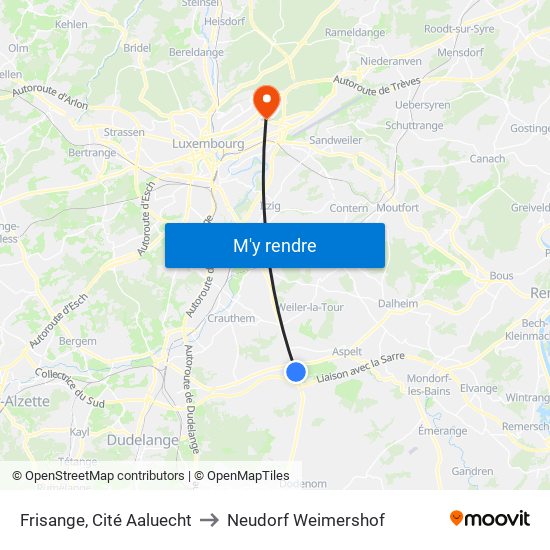 Frisange, Cité Aaluecht to Neudorf Weimershof map