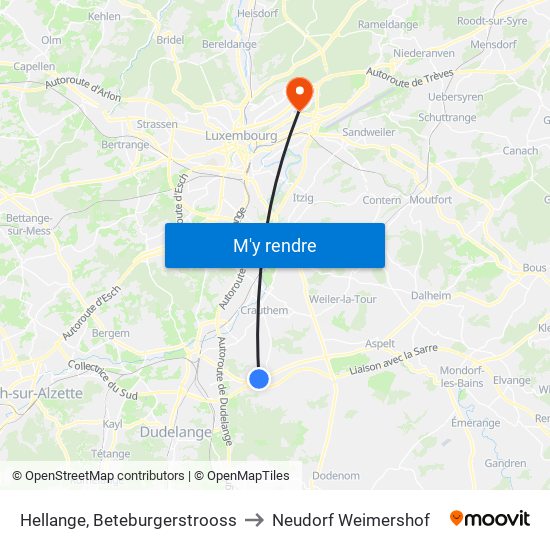 Hellange, Beteburgerstrooss to Neudorf Weimershof map