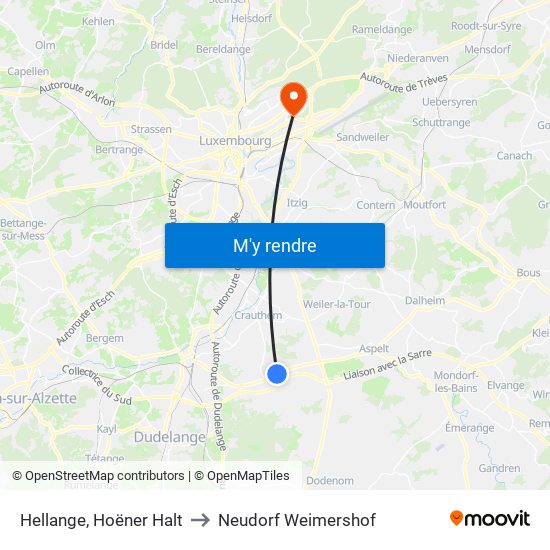 Hellange, Hoëner Halt to Neudorf Weimershof map