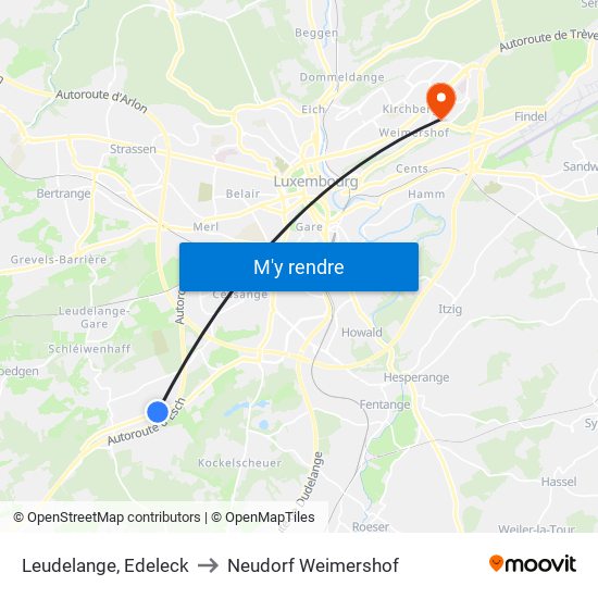 Leudelange, Edeleck to Neudorf Weimershof map