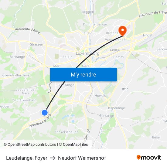 Leudelange, Foyer to Neudorf Weimershof map
