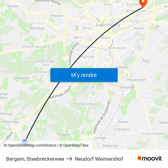 Bergem, Steebréckerwee to Neudorf Weimershof map