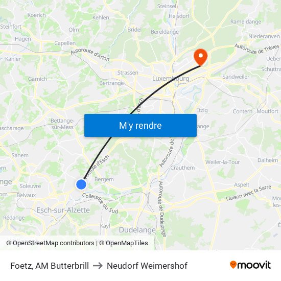 Foetz, AM Butterbrill to Neudorf Weimershof map