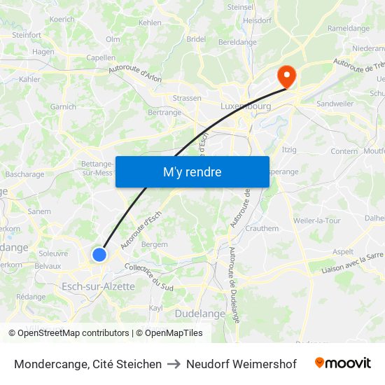 Mondercange, Cité Steichen to Neudorf Weimershof map