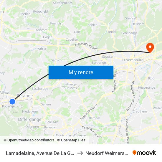 Lamadelaine, Avenue De La Gare to Neudorf Weimershof map