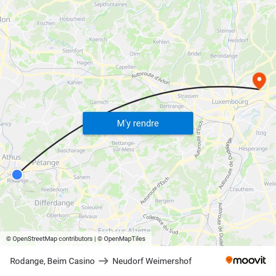 Rodange, Beim Casino to Neudorf Weimershof map
