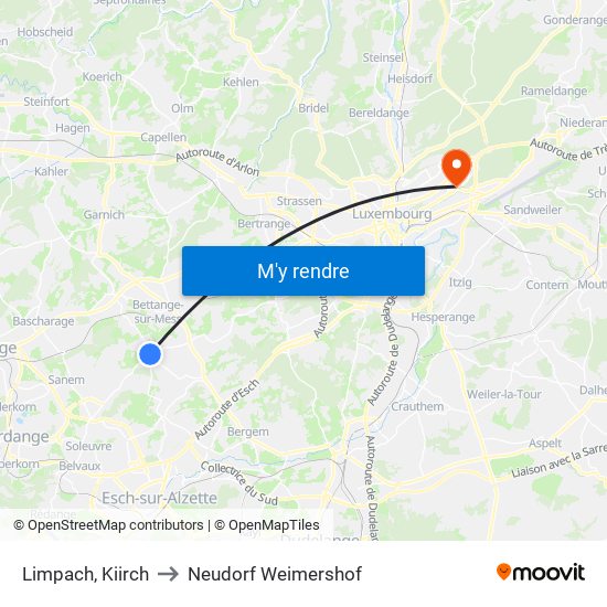 Limpach, Kiirch to Neudorf Weimershof map