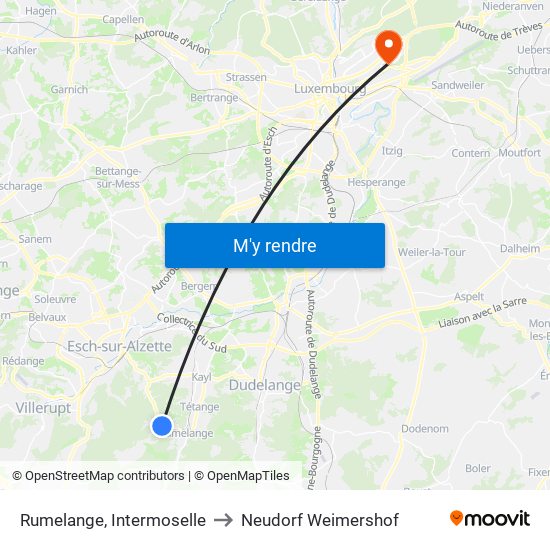 Rumelange, Intermoselle to Neudorf Weimershof map