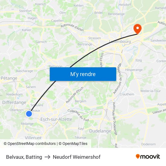 Belvaux, Batting to Neudorf Weimershof map