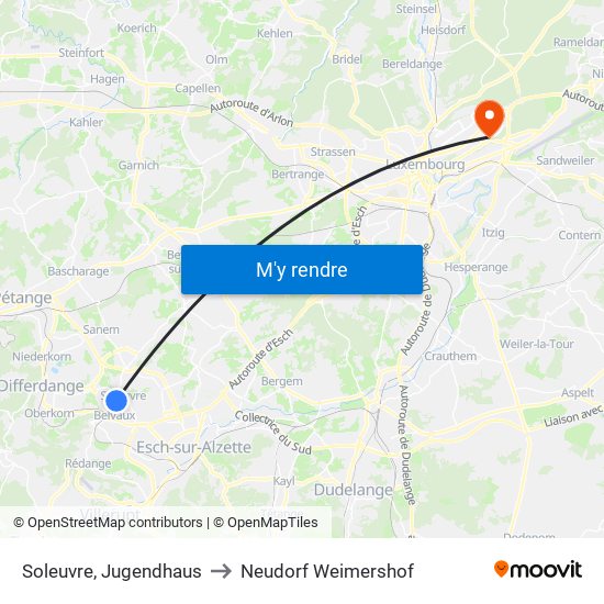 Soleuvre, Jugendhaus to Neudorf Weimershof map