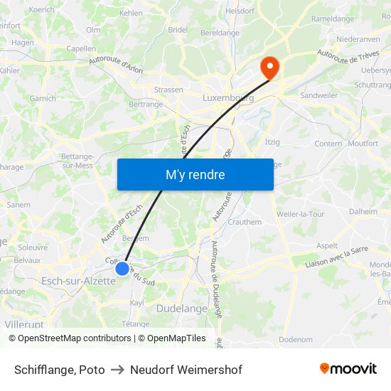 Schifflange, Poto to Neudorf Weimershof map