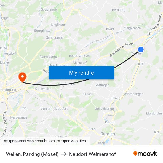 Wellen, Parking (Mosel) to Neudorf Weimershof map