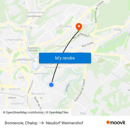 Bonnevoie, Chalop to Neudorf Weimershof map