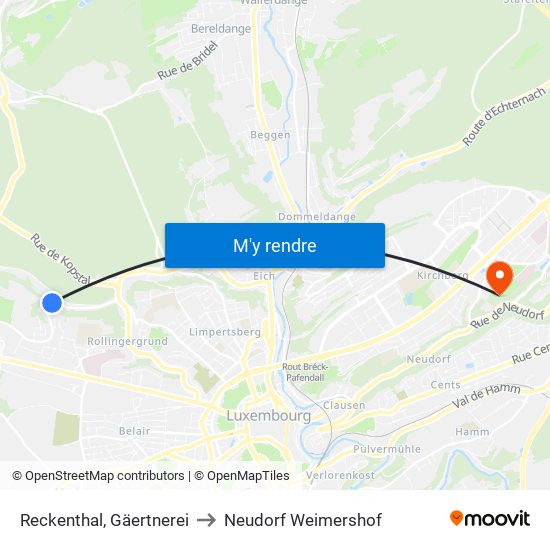 Reckenthal, Gäertnerei to Neudorf Weimershof map