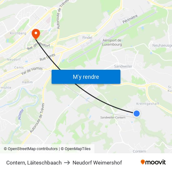 Contern, Läiteschbaach to Neudorf Weimershof map