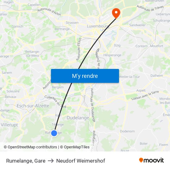 Rumelange, Gare to Neudorf Weimershof map