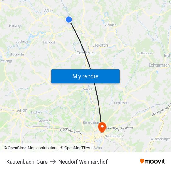 Kautenbach, Gare to Neudorf Weimershof map