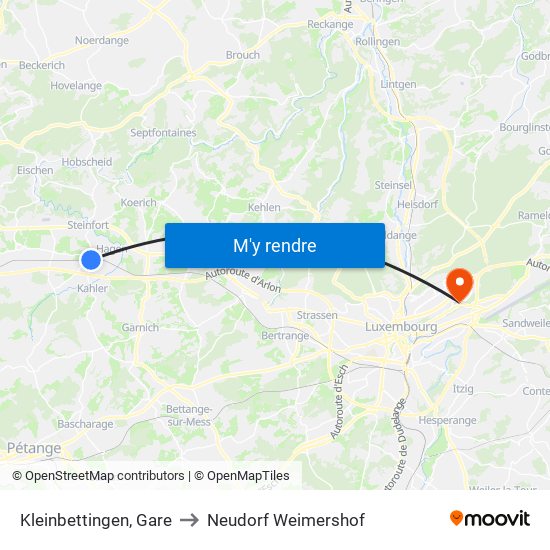 Kleinbettingen, Gare to Neudorf Weimershof map