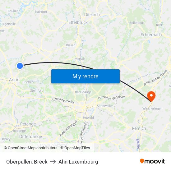 Oberpallen, Bréck to Ahn Luxembourg map