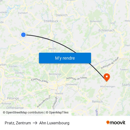 Pratz, Zentrum to Ahn Luxembourg map