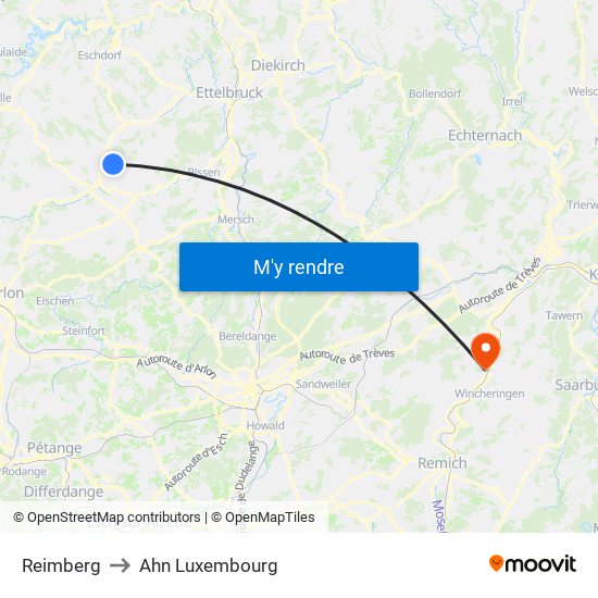 Reimberg to Ahn Luxembourg map