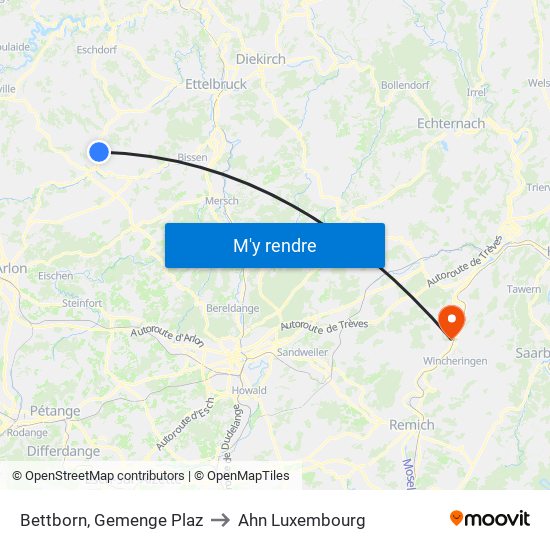 Bettborn, Gemenge Plaz to Ahn Luxembourg map