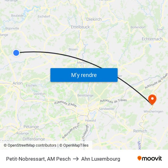 Petit-Nobressart, AM Pesch to Ahn Luxembourg map