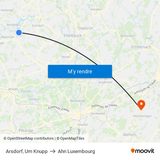 Arsdorf, Um Knupp to Ahn Luxembourg map