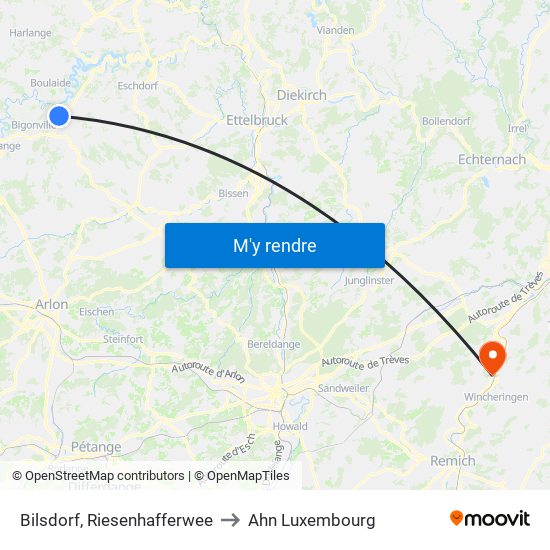 Bilsdorf, Riesenhafferwee to Ahn Luxembourg map