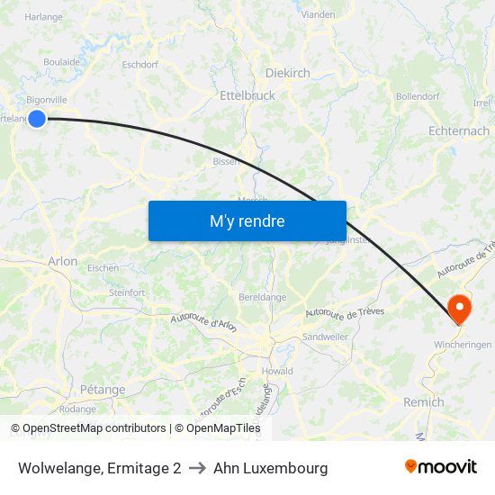 Wolwelange, Ermitage 2 to Ahn Luxembourg map