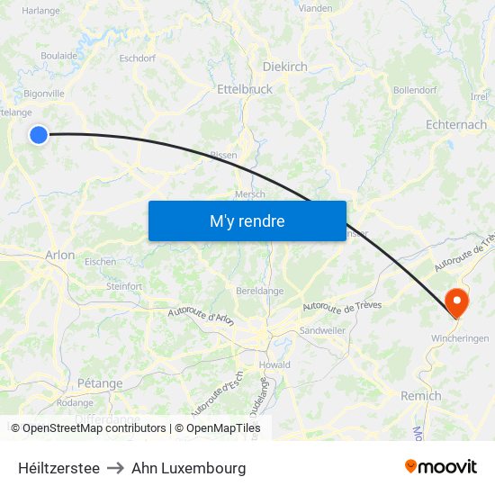 Héiltzerstee to Ahn Luxembourg map