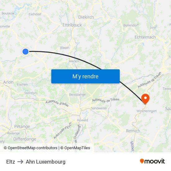 Eltz to Ahn Luxembourg map