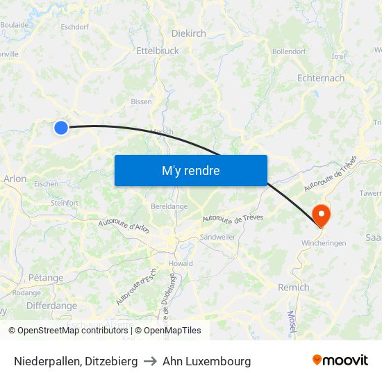 Niederpallen, Ditzebierg to Ahn Luxembourg map