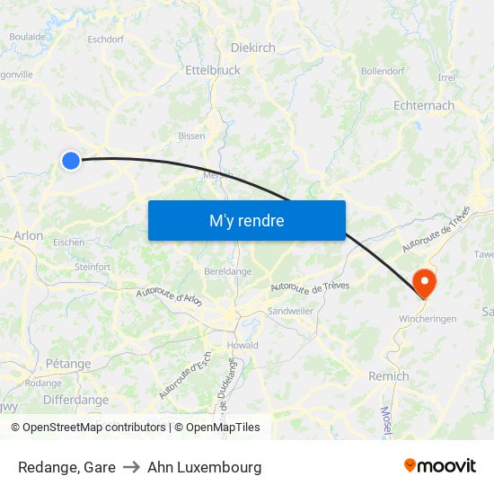 Redange, Gare to Ahn Luxembourg map