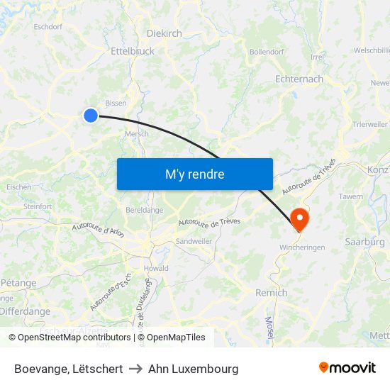 Boevange, Lëtschert to Ahn Luxembourg map