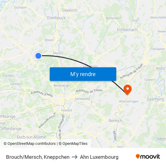 Brouch/Mersch, Kneppchen to Ahn Luxembourg map
